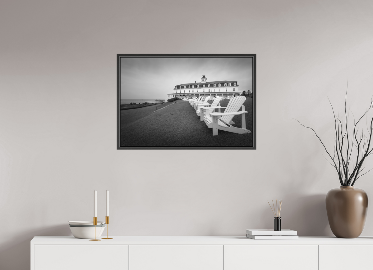 30 x 20″, Matte Canvas Print with Black Wood Floater Frame The Spring House
