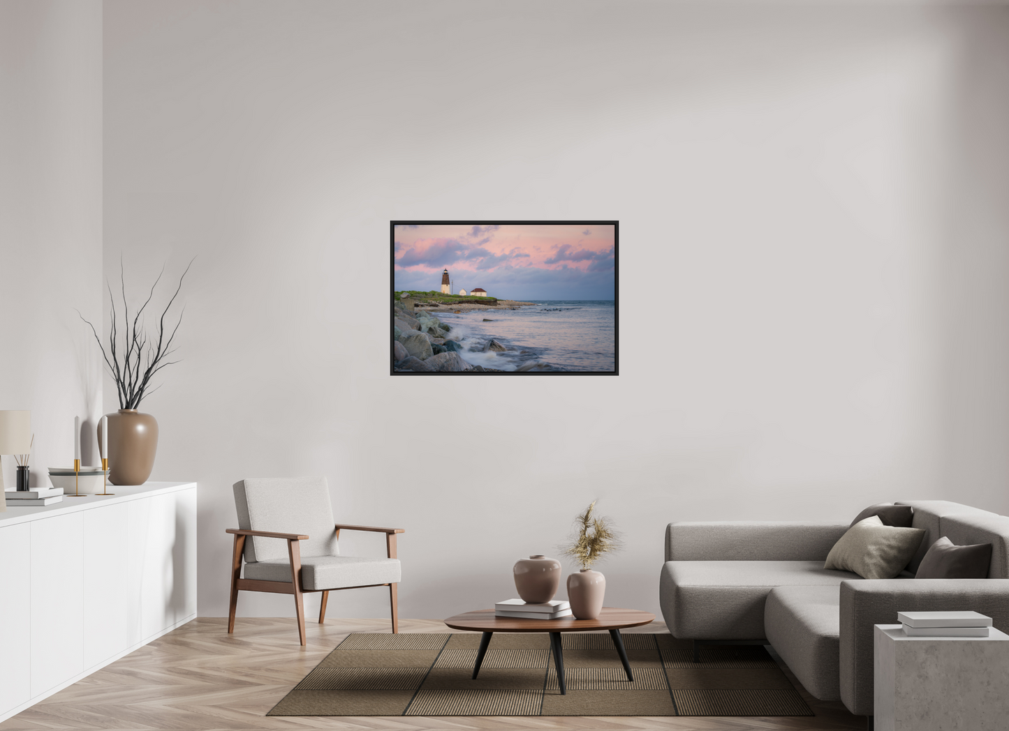 45 x 30″, Premium Photo Print under Acrylic Glass with Black Wood Floater Frame Quiet Sunset at Camp Cronin