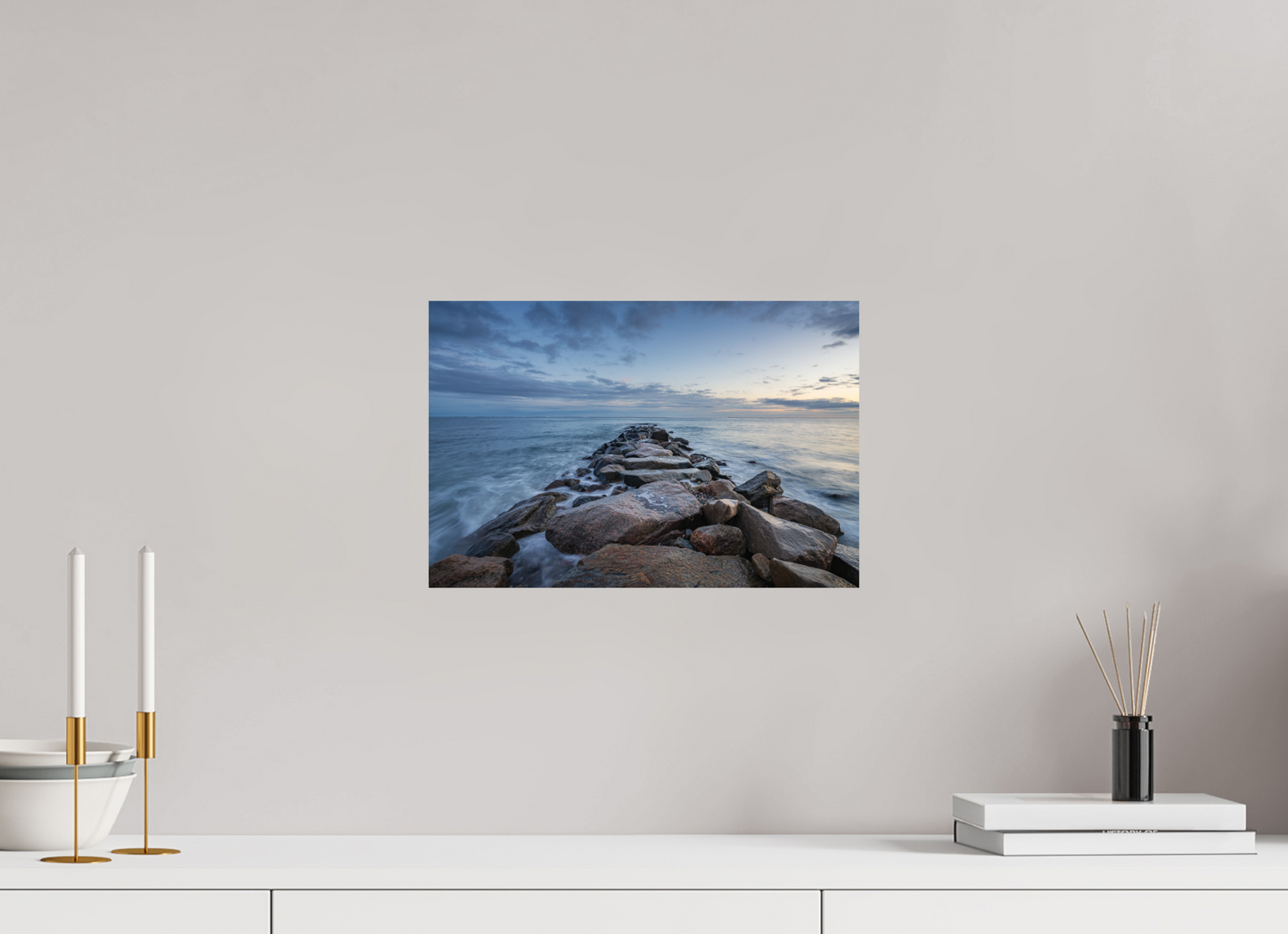 15 x 10″, Metallic Photo Print on Fuji Crystal Pearl Roger Wheeler State Beach at Blue Hour