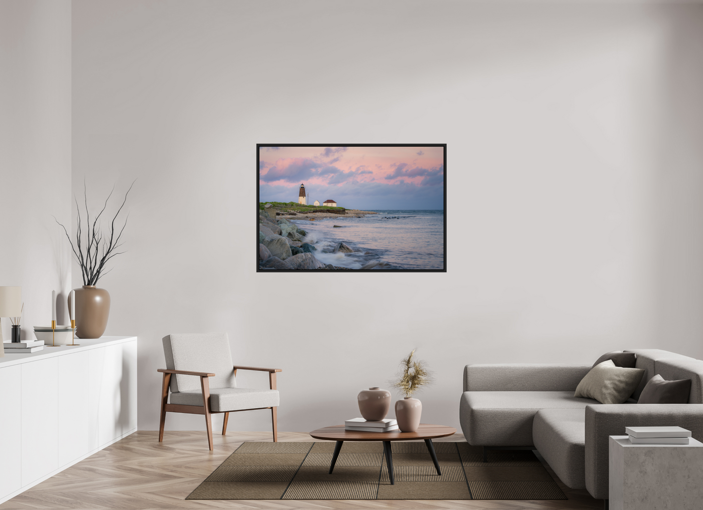 54 x 36″, Premium Photo Print under Acrylic Glass with Black Wood Floater Frame Quiet Sunset at Camp Cronin