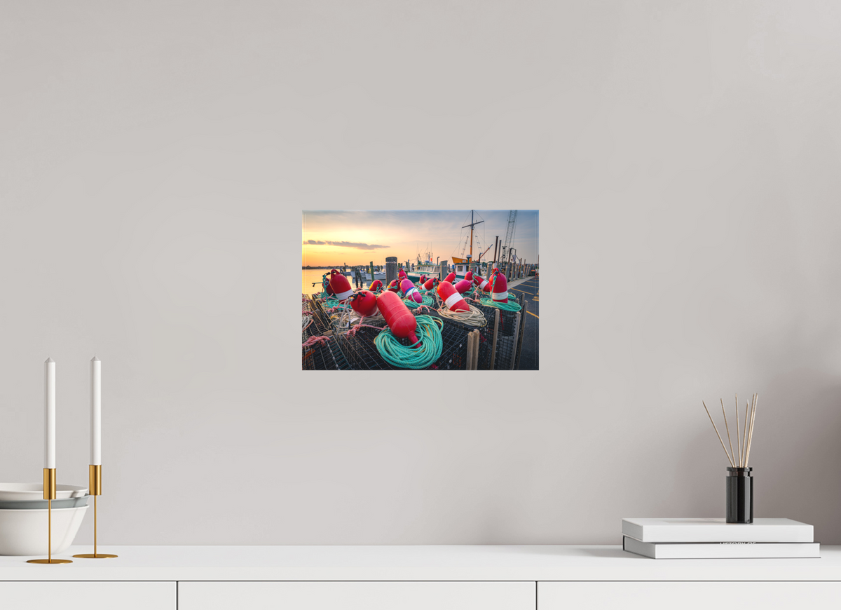 12 x 8″, Matte Canvas Print Buoys, Boats, and Lobster Pots