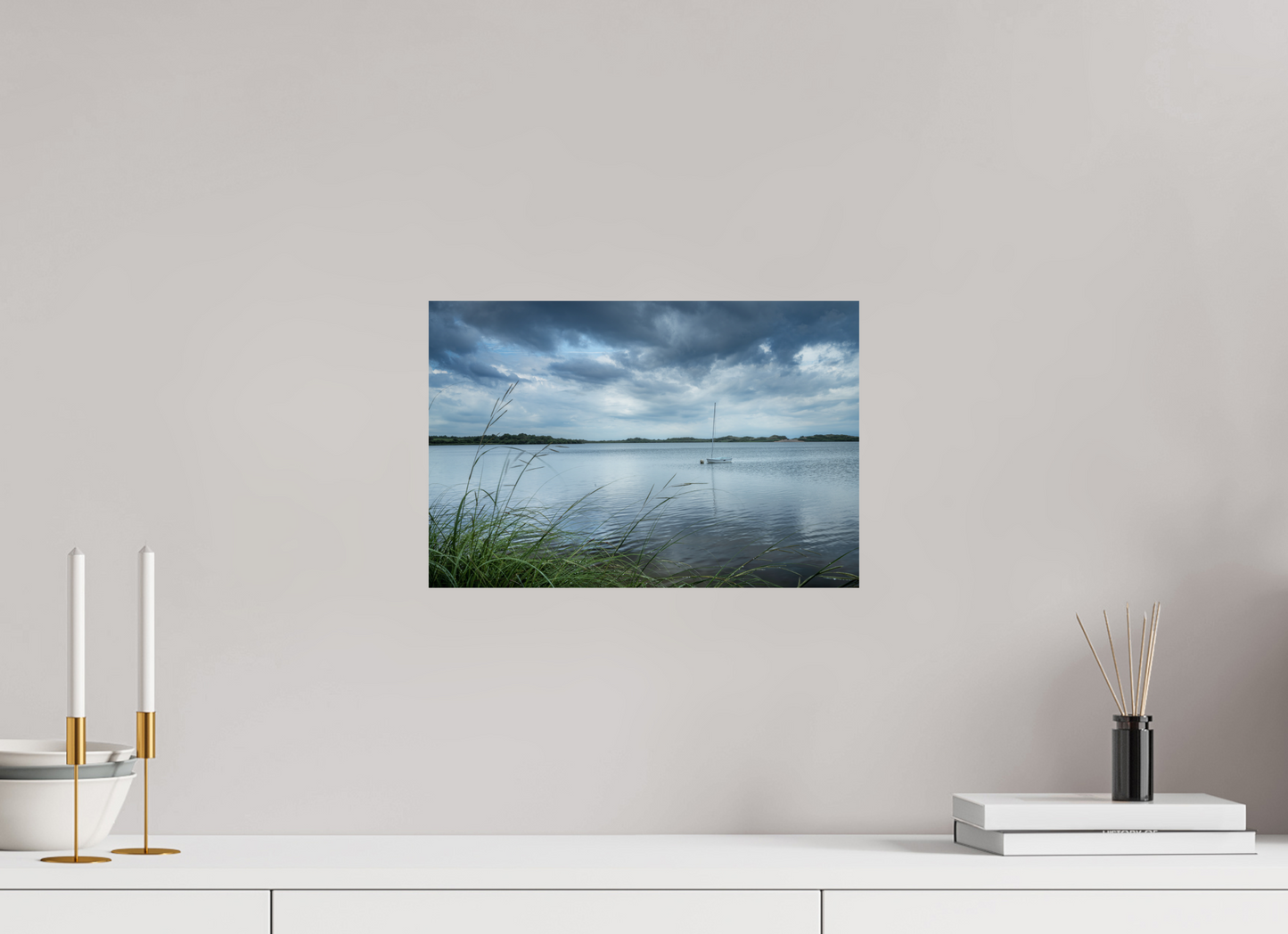 15 x 10″, Metallic Photo Print on Fuji Crystal Pearl Lonely Boat on Sachem Pond