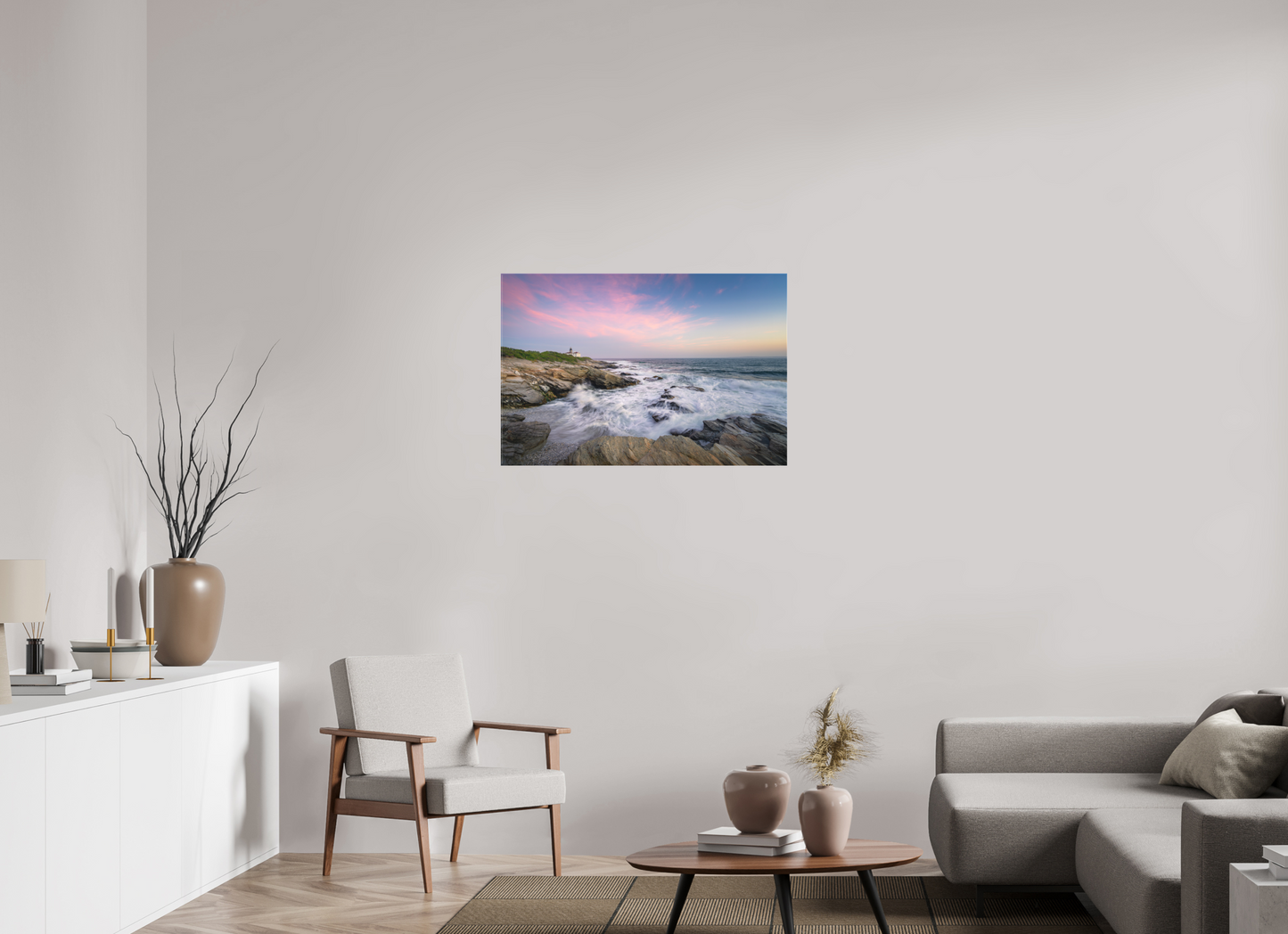 36 x 24″, Matte Canvas Print Rough Seas at Sunset