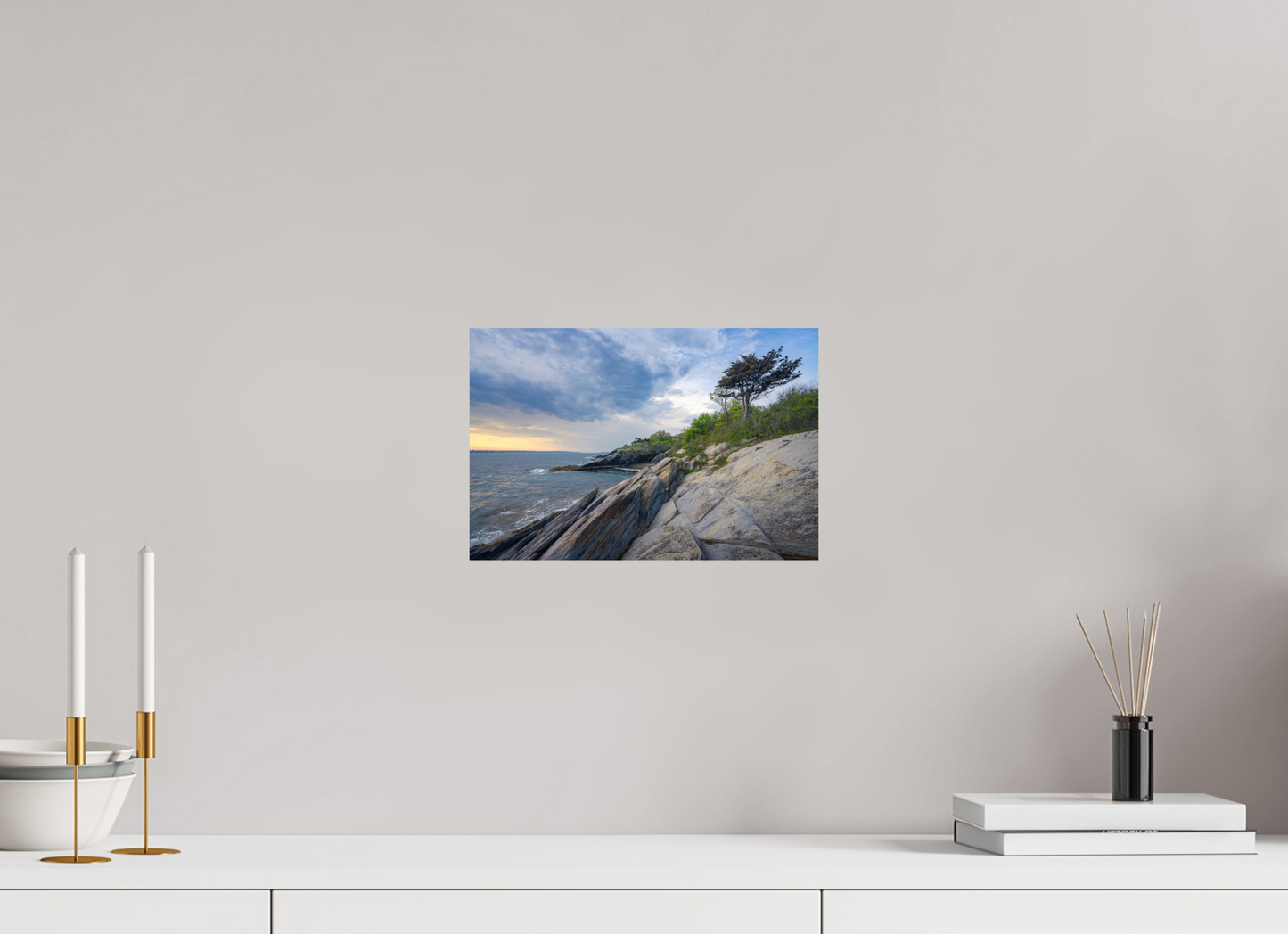 12 x 8″, Premium ChromaLuxe HD Aluminum Metal Print Rain in the Distance at Beavertail