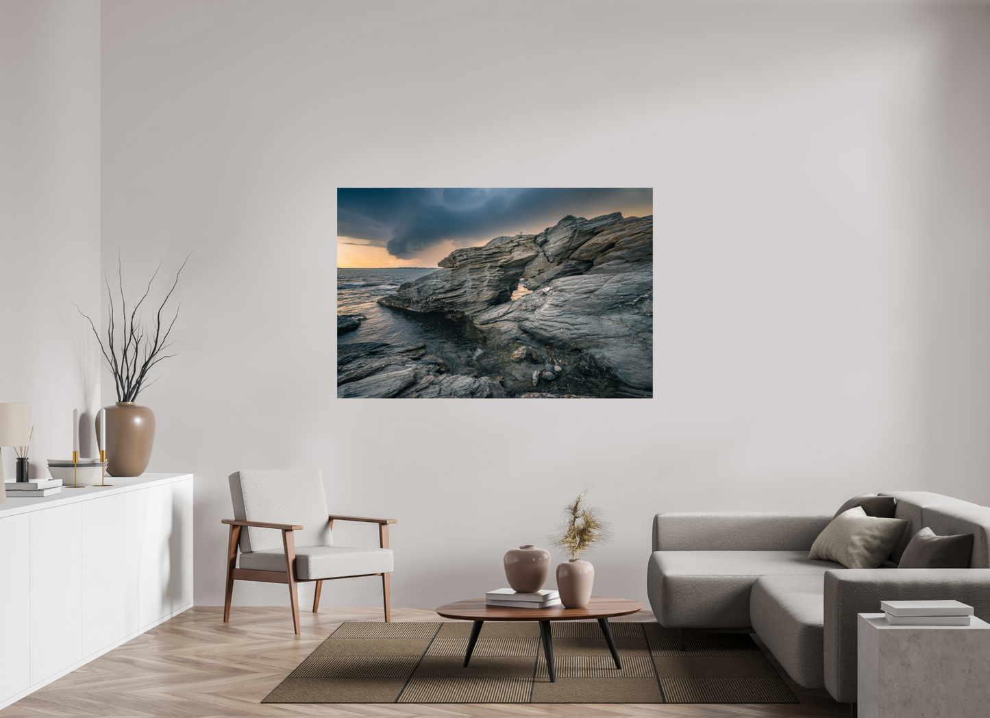 66 x 44″, Premium ChromaLuxe HD Aluminum Metal Print Thunderstorm Over Beavertail Arch