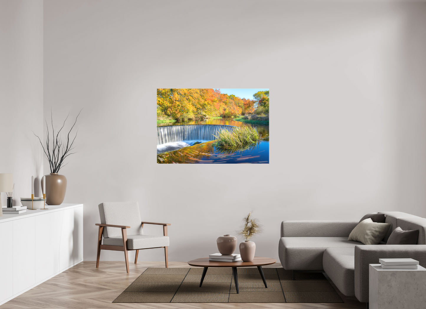 54 x 36″, Matte Canvas Print Peak Fall Colors Over Horseshoe Falls