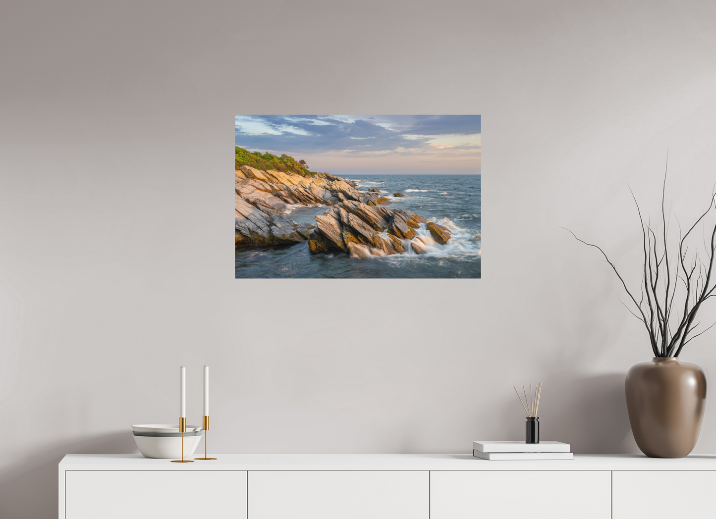 30 x 20″, Basic Matte Photo Print on Fuji Crystal DP II Paper Beavertail Cliffs Approaching Sunset