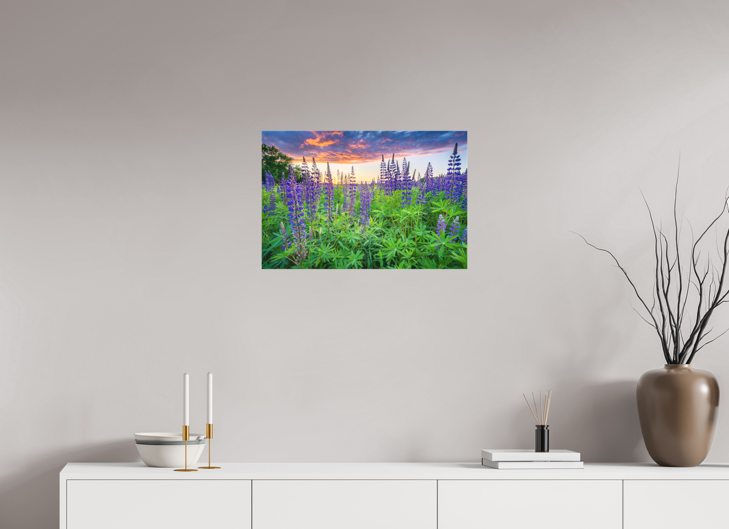 24 x 16″, Matte Canvas Print Lupine Sunset