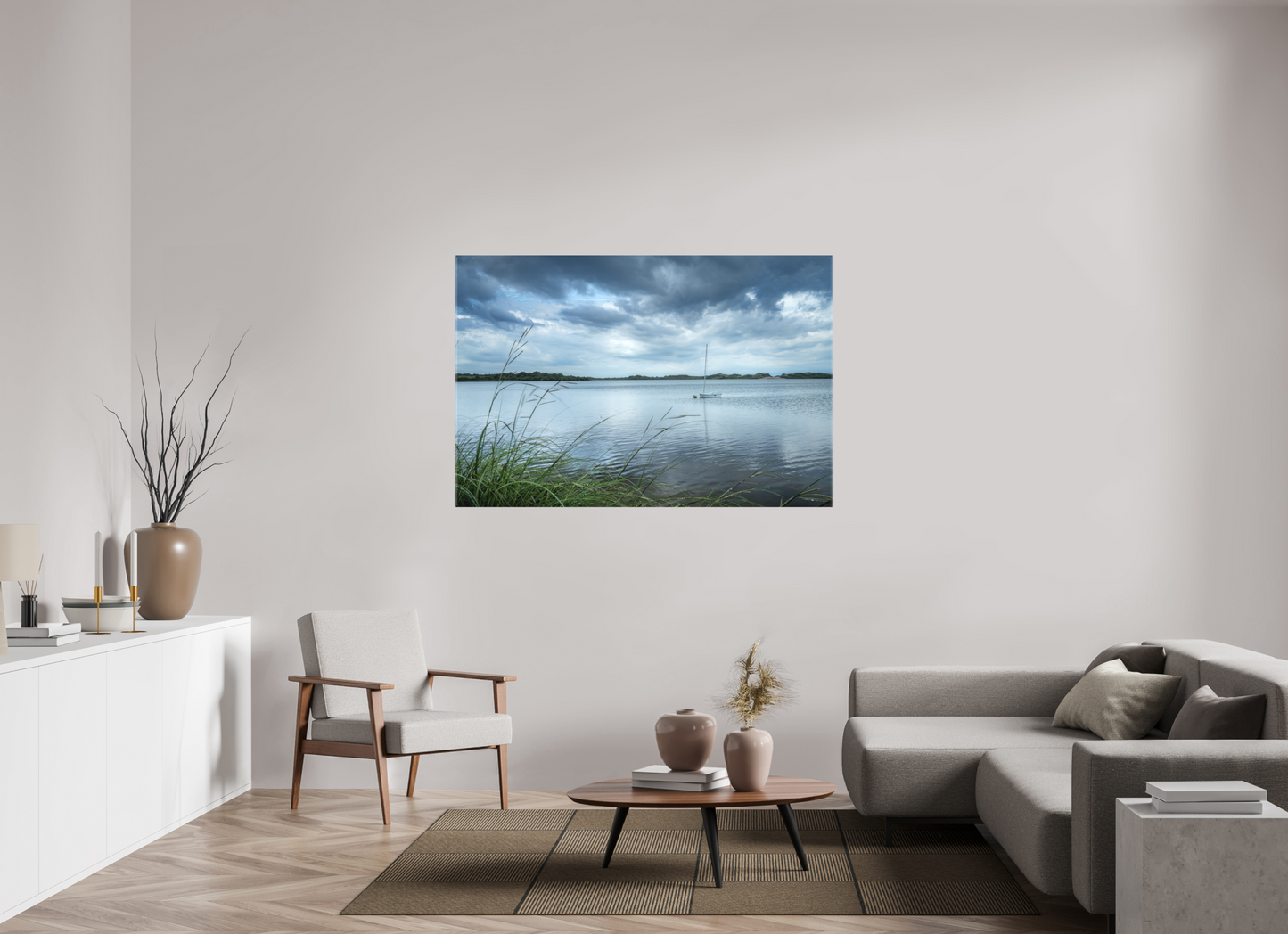 60 x 40″, Matte Canvas Print Lonely Boat on Sachem Pond