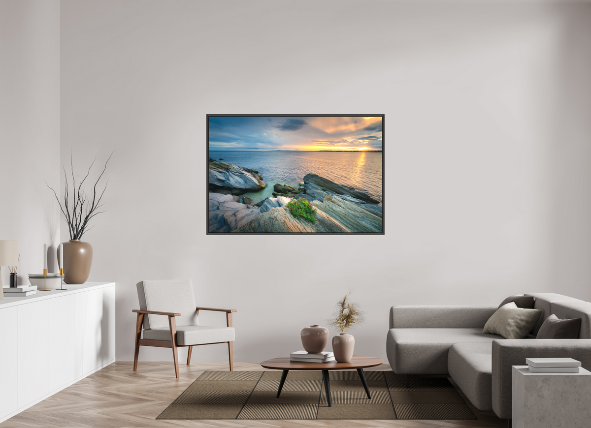 60 x 40″, Matte Canvas Print with Black Wood Floater Frame Beavertail Sun Rays