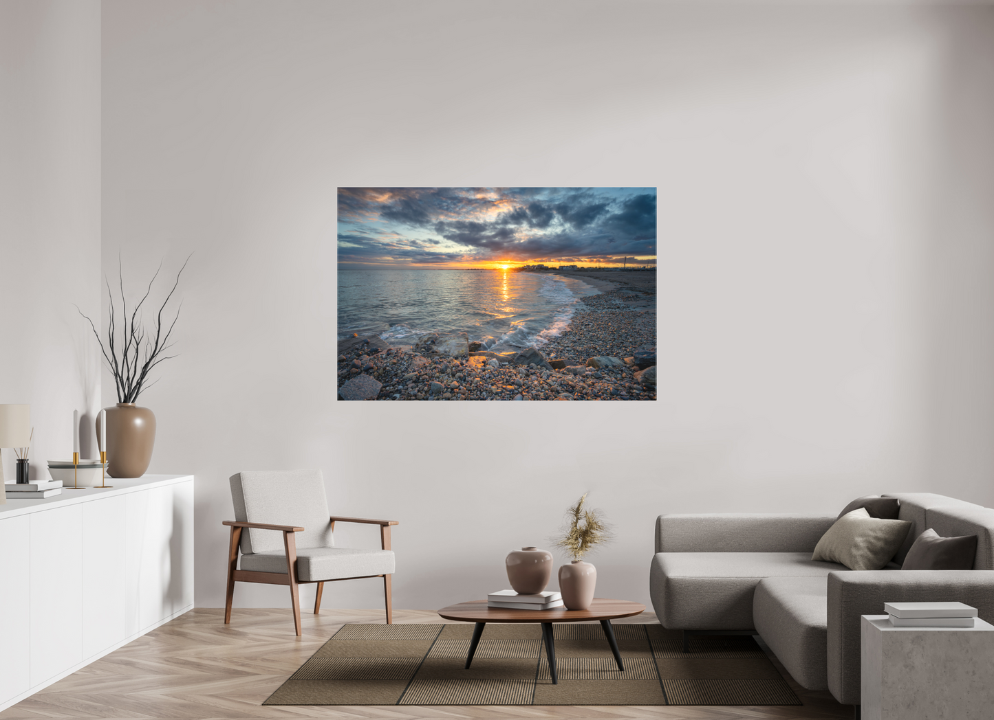 66 x 44″, Matte Canvas Print Roger Wheeler State Beach Sunset