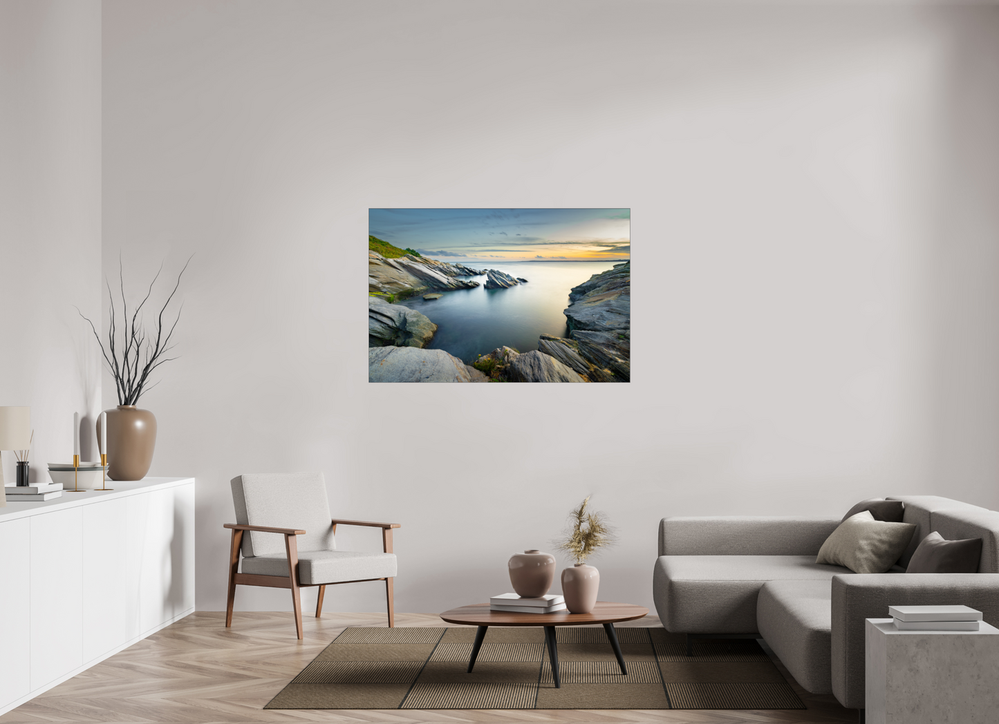 54 x 36″, Photo Print under Acrylic Glass with Black Slimline Case Sunset and Solitude