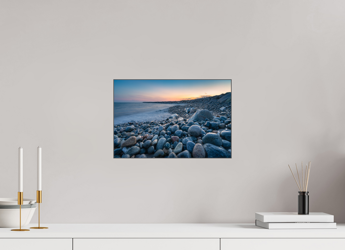 15 x 10″, Premium Photo Print under Acrylic Glass with Black Slimline Case A Sea of Pebbles at Camp Cronin