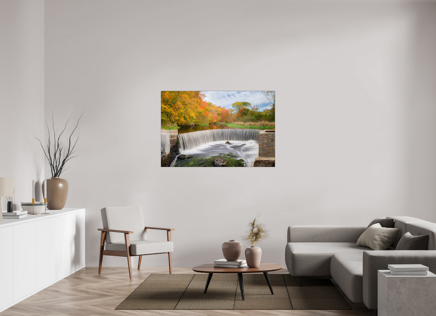 54 x 36″, Photo Print under Acrylic Glass with Black Slimline Case Autumn at Horseshoe Falls