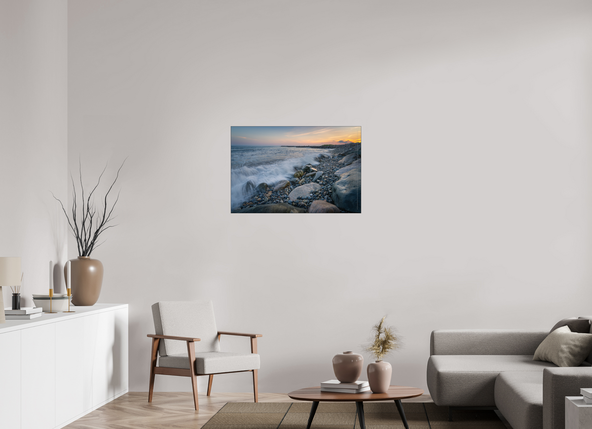 36 x 24″, Premium Photo Print under Acrylic Glass with Black Slimline Case Waves Crashing at Camp Cronin