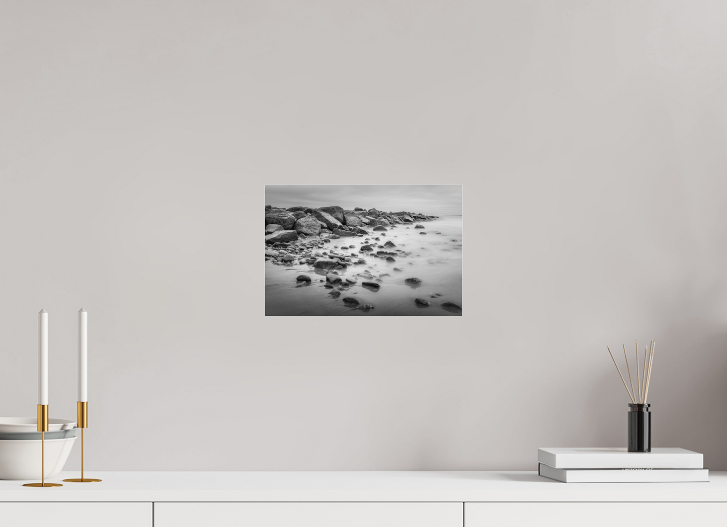12 x 8″, Photo Print under Acrylic Glass Overcast Morning at Sand Hill Cove