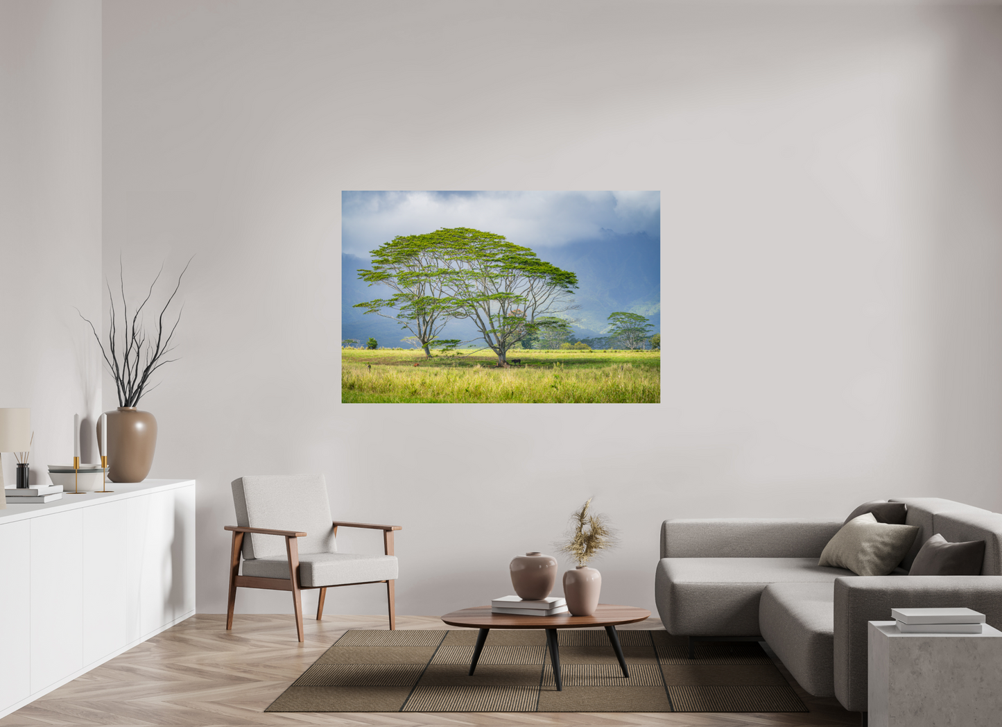 66 x 44″, Metallic Photo Print on Fuji Crystal Pearl Savanna Trees of Kauai