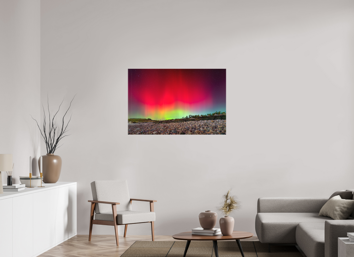45 x 30″, Matte Canvas Print Aurora Borealis at Camp Cronin