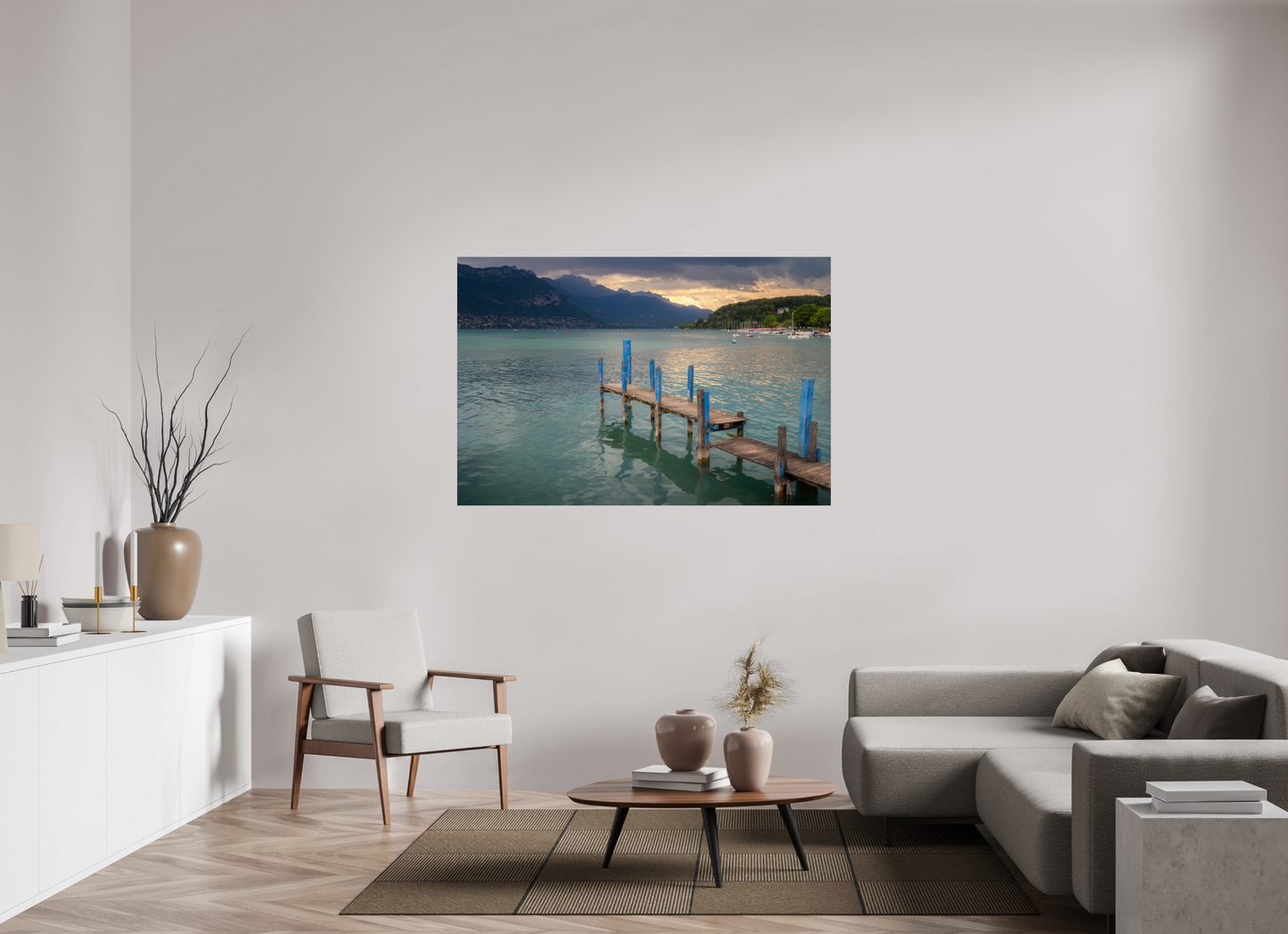 60 x 40″, Photo Print under Acrylic Glass Thunderstorm over Lake Annecy