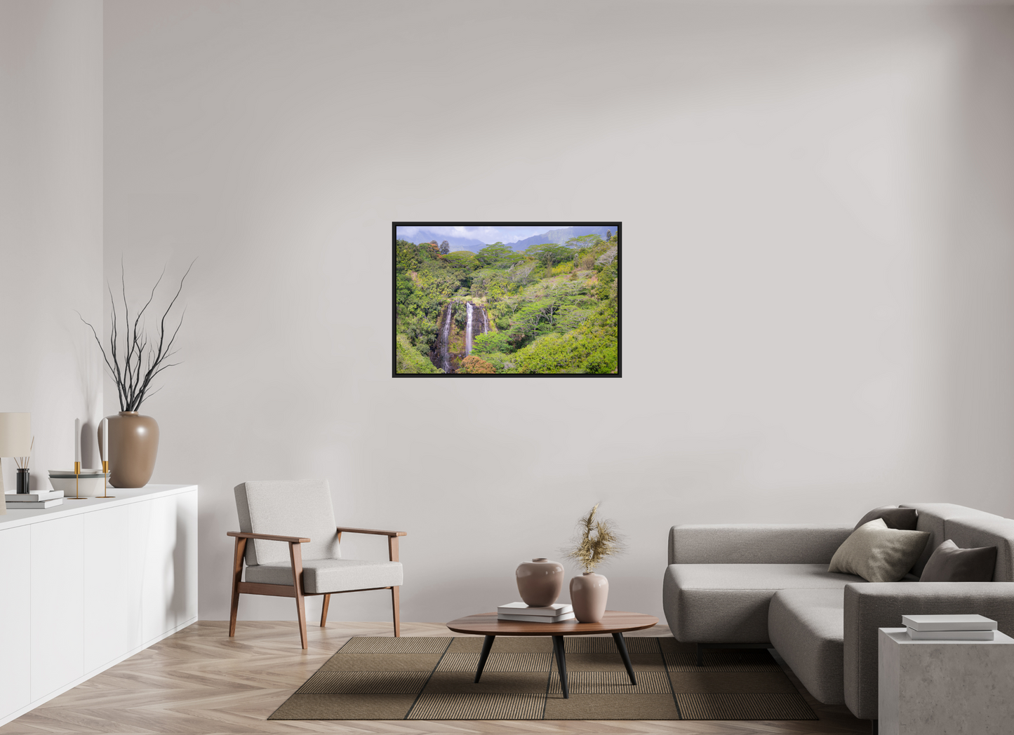 45 x 30″, ChromaLuxe HD Metal Print with Black Wood Floater Frame Opeka Falls