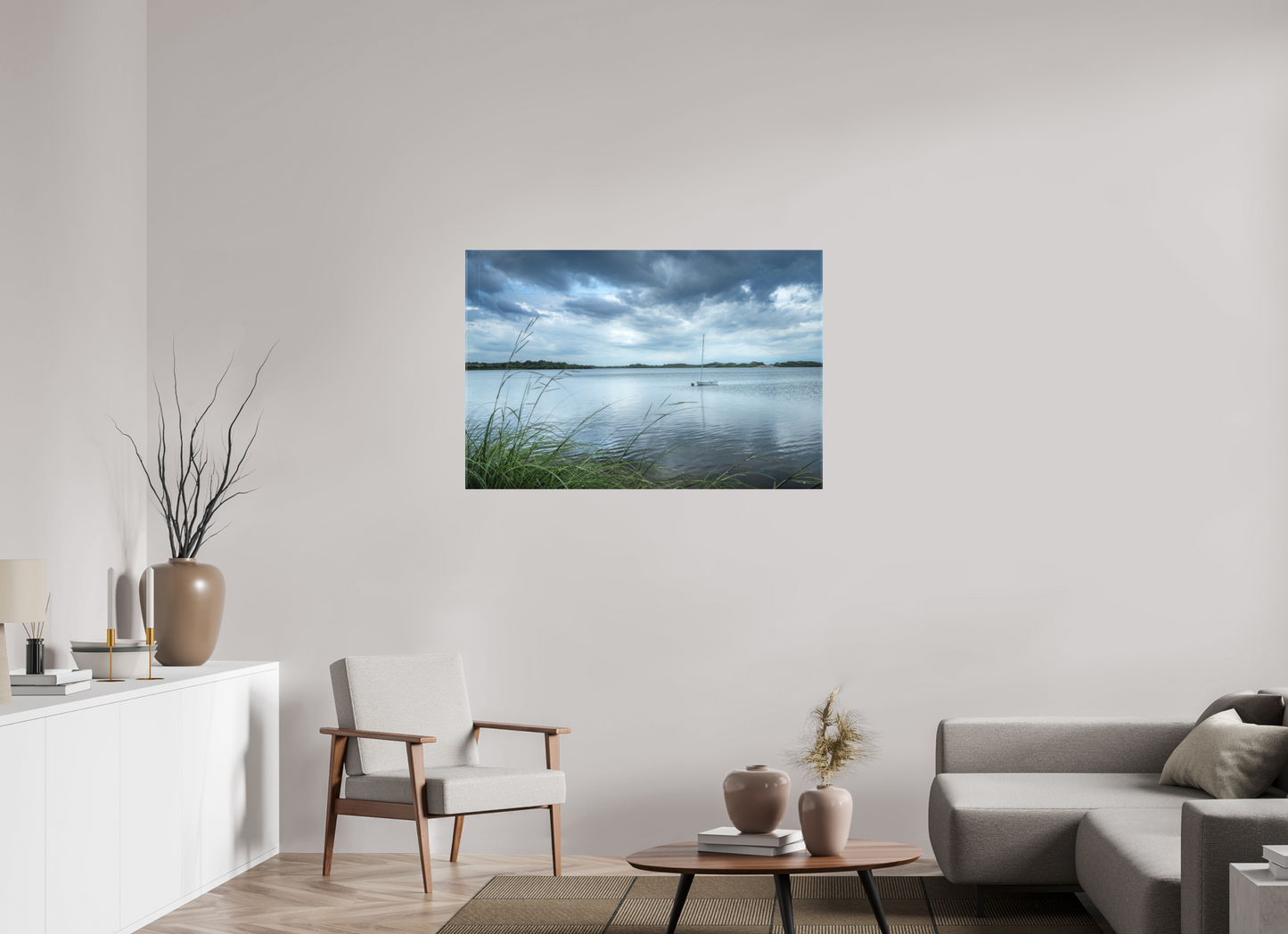 45 x 30″, Matte Canvas Print Lonely Boat on Sachem Pond