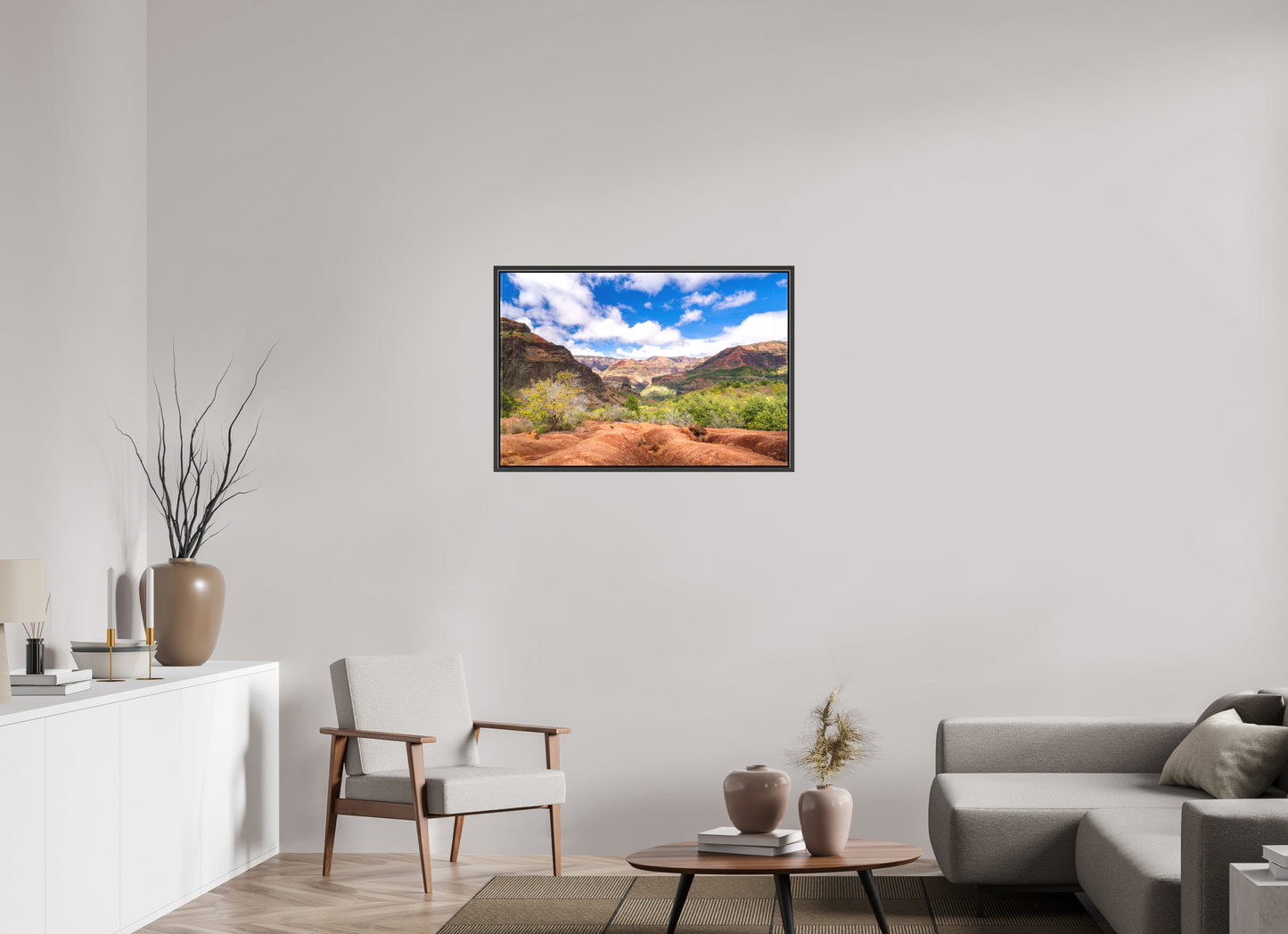 36 x 24″, Matte Canvas Print with Black Wood Floater Frame Along the Kukui Trail