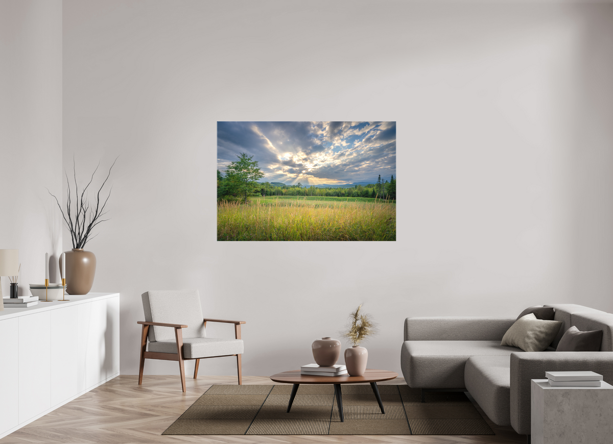 60 x 40″, Matte Canvas Print Mountain Sun Rays