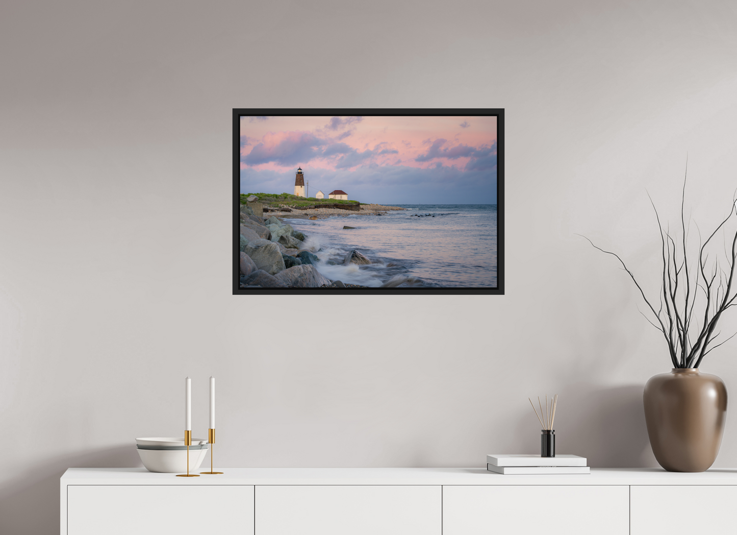 30 x 20″, Premium Photo Print under Acrylic Glass with Black Wood Floater Frame Quiet Sunset at Camp Cronin