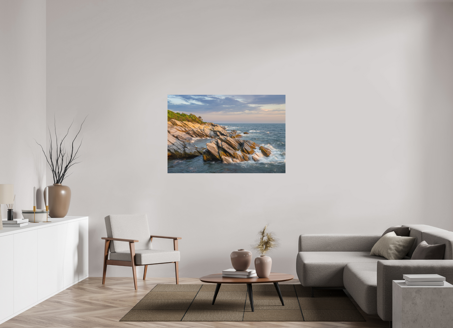 54 x 36″, Basic Matte Photo Print on Fuji Crystal DP II Paper Beavertail Cliffs Approaching Sunset