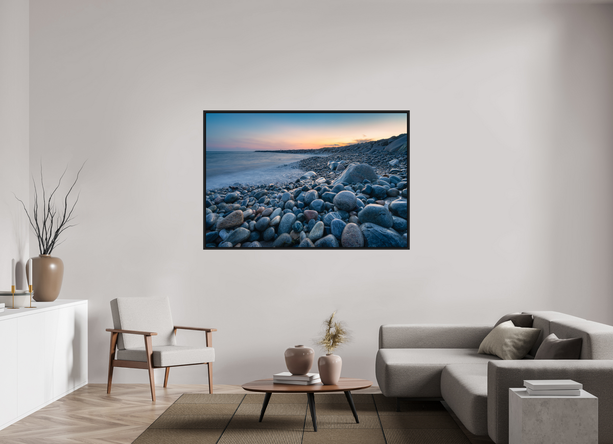66 x 44″, Premium ChromaLuxe HD Aluminum Metal Print with Black Wood Floater Frame A Sea of Pebbles at Camp Cronin
