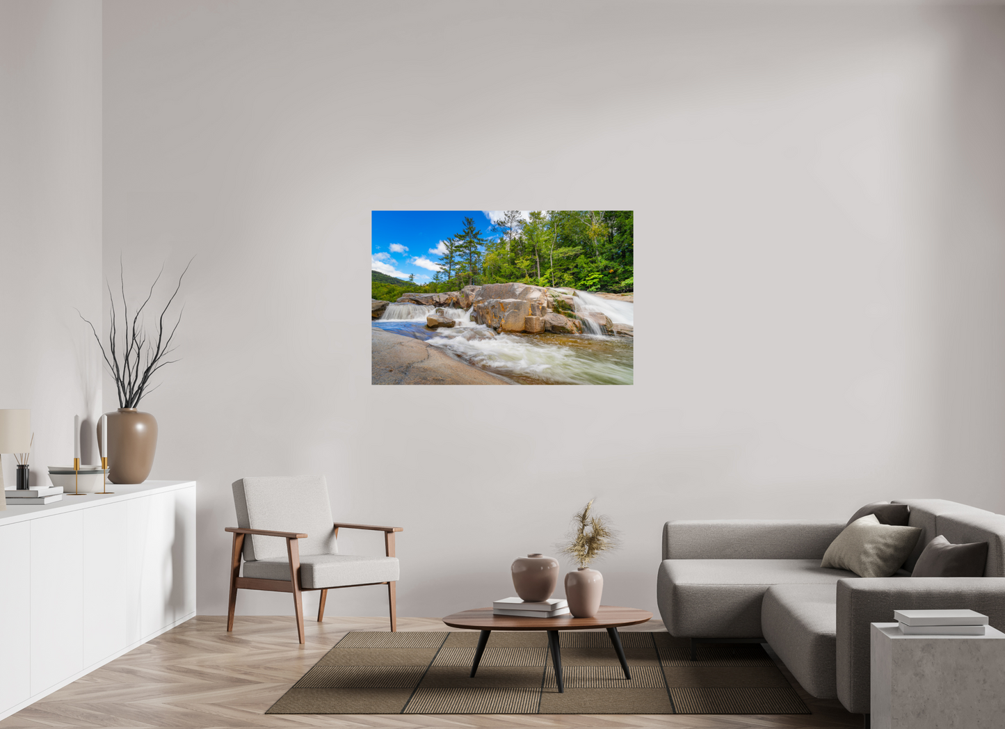 54 x 36″, Metallic Photo Print on Fuji Crystal Pearl Kancamagus Waterfall