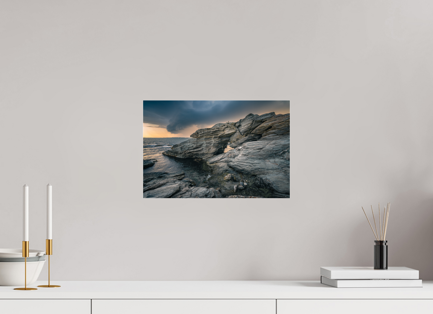 15 x 10″, Premium Photo Print under Acrylic Glass Thunderstorm Over Beavertail Arch