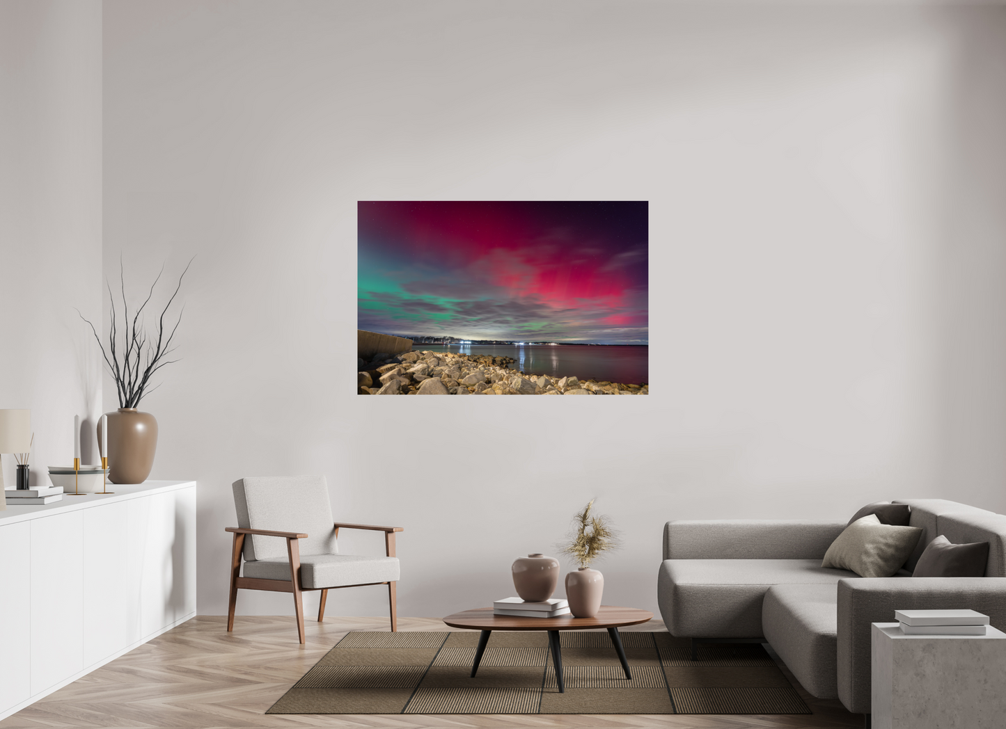 60 x 40″, Basic Photo Print on Fuji Crystal DP II Paper The Aurora Borealis over Narragansett Beach