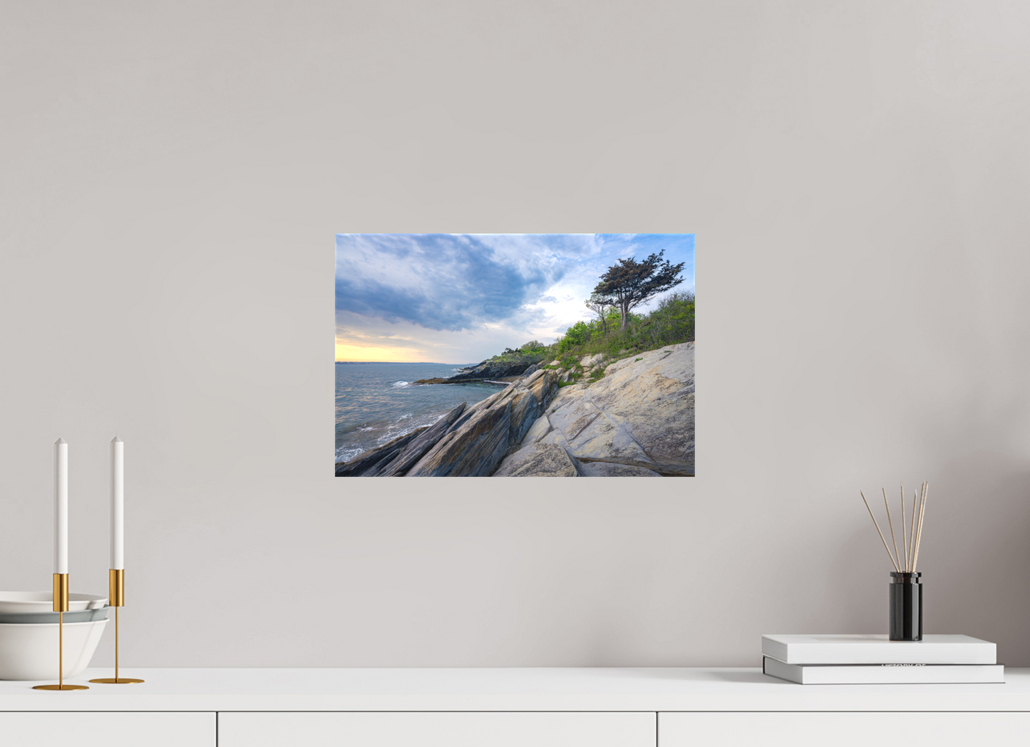 15 x 10″, Matte Canvas Print Rain in the Distance at Beavertail