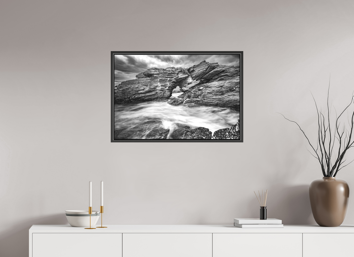 30 x 20″, Matte Canvas Print with Black Wood Floater Frame The Gateway