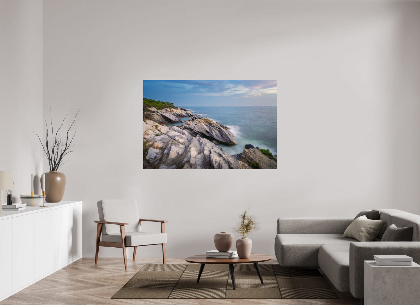 66 x 44″, Premium Metallic Effect Photo Print on Fuji Crystal Pearl Paper Blue Hour at Beavertail