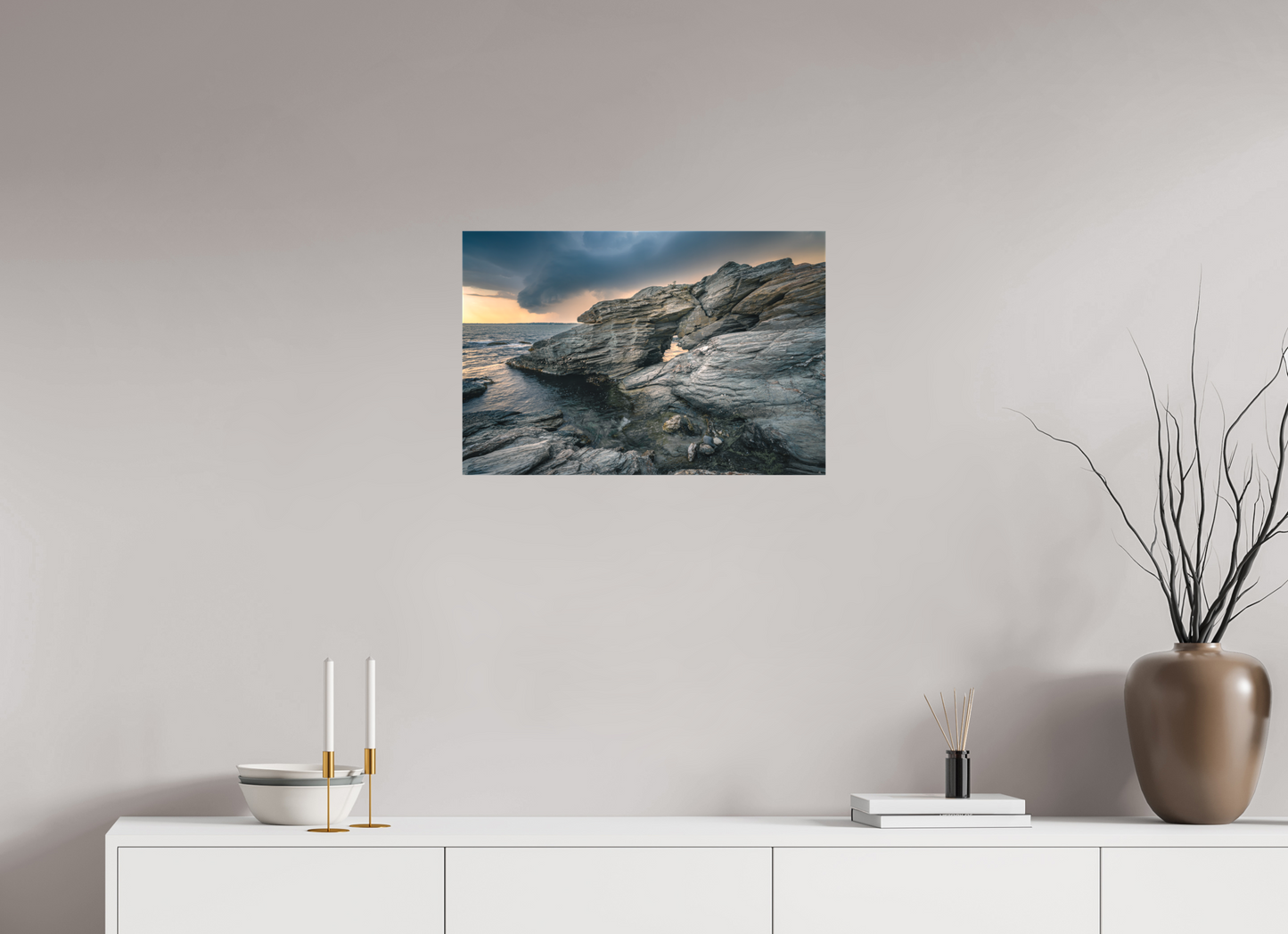 24 x 16″, Matte Canvas Print Thunderstorm Over Beavertail Arch